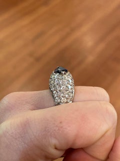 Hammerman Brothers Platinum Diamond and Marquise Sapphire Ring