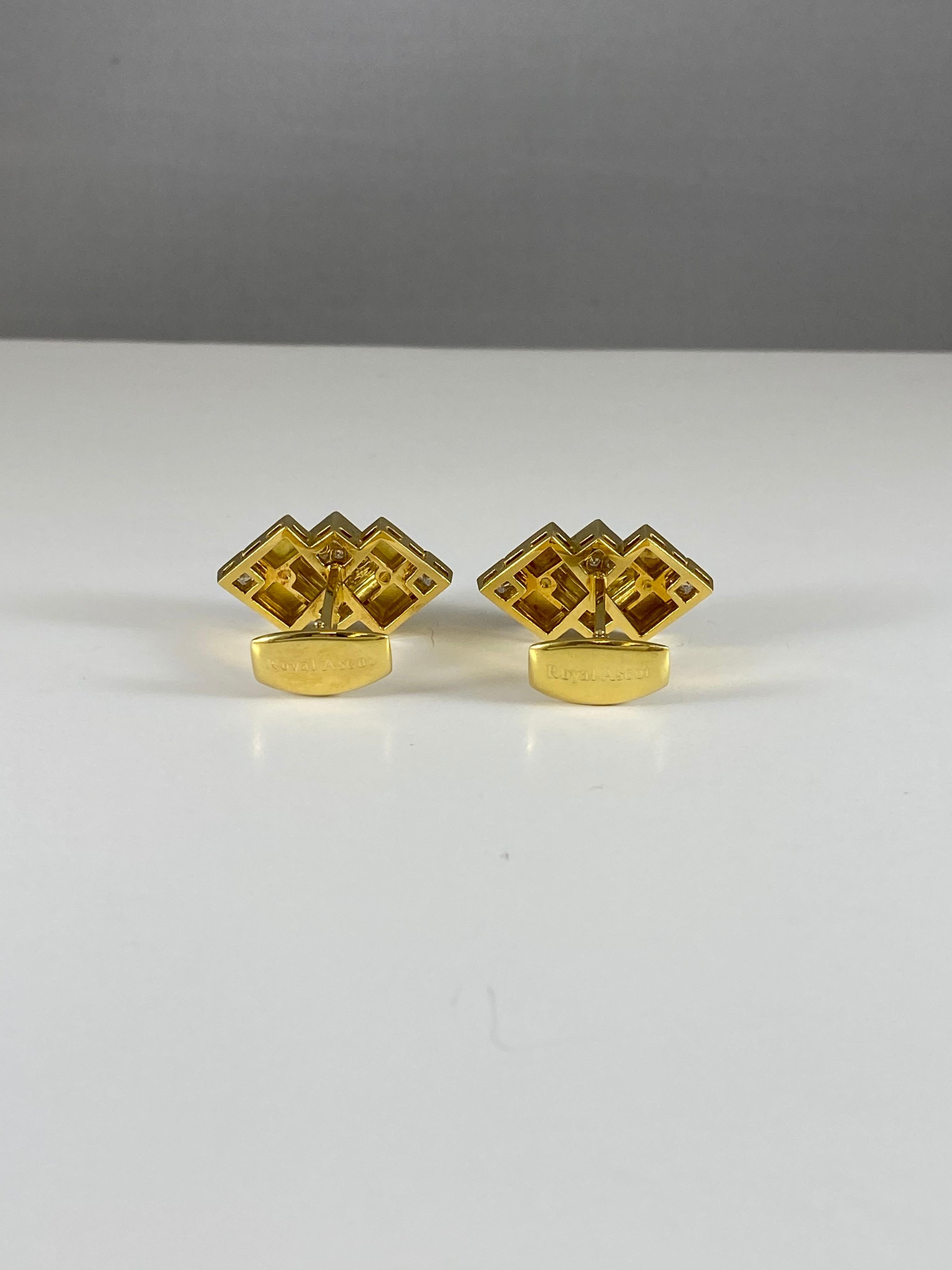 Round Cut Royal Ascot Diamond Art Deco Style Cufflinks For Sale
