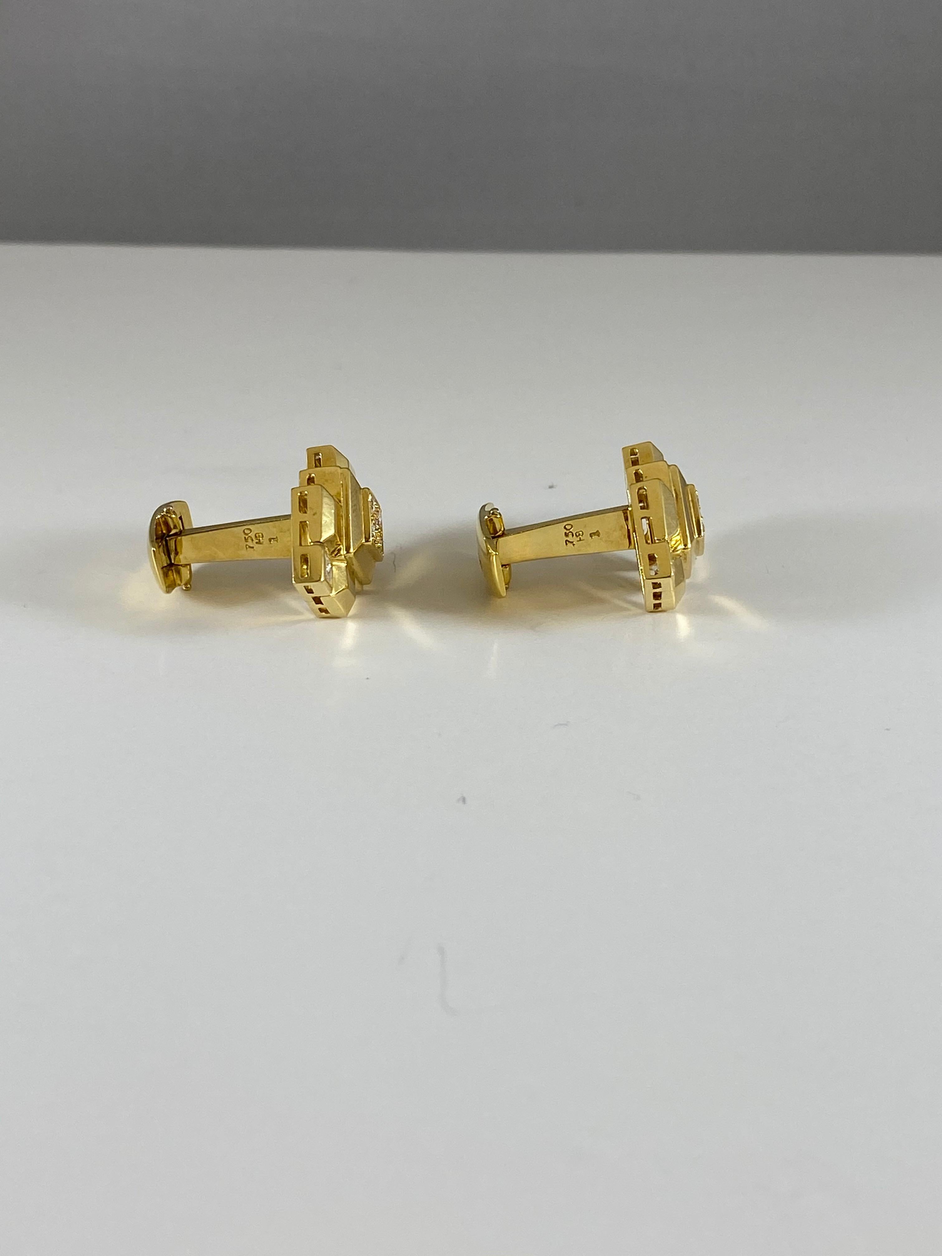 Royal Ascot Diamond Art Deco Style Cufflinks In New Condition For Sale In New York, NY