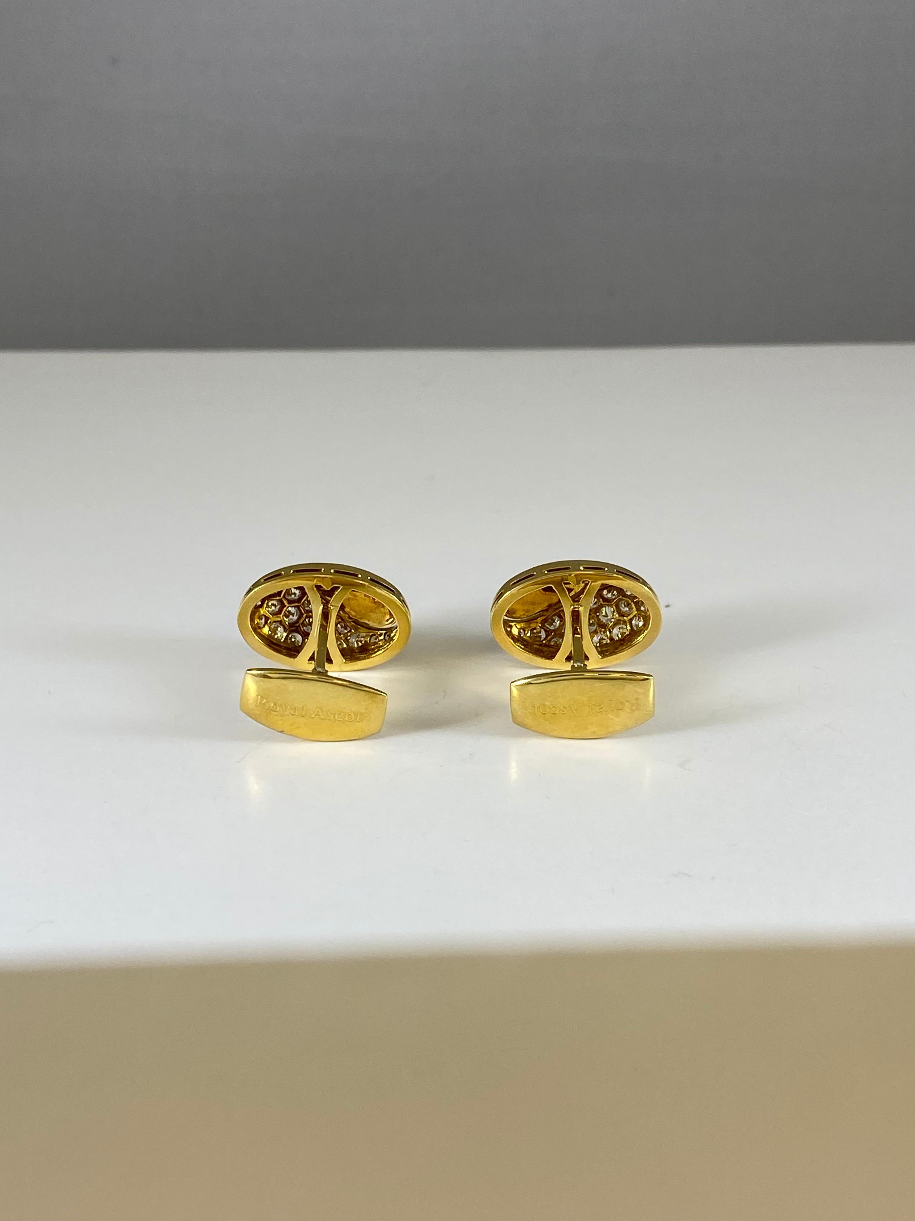 Hammerman Brothers Royal Ascot Diamond Oval Cufflinks In New Condition For Sale In New York, NY