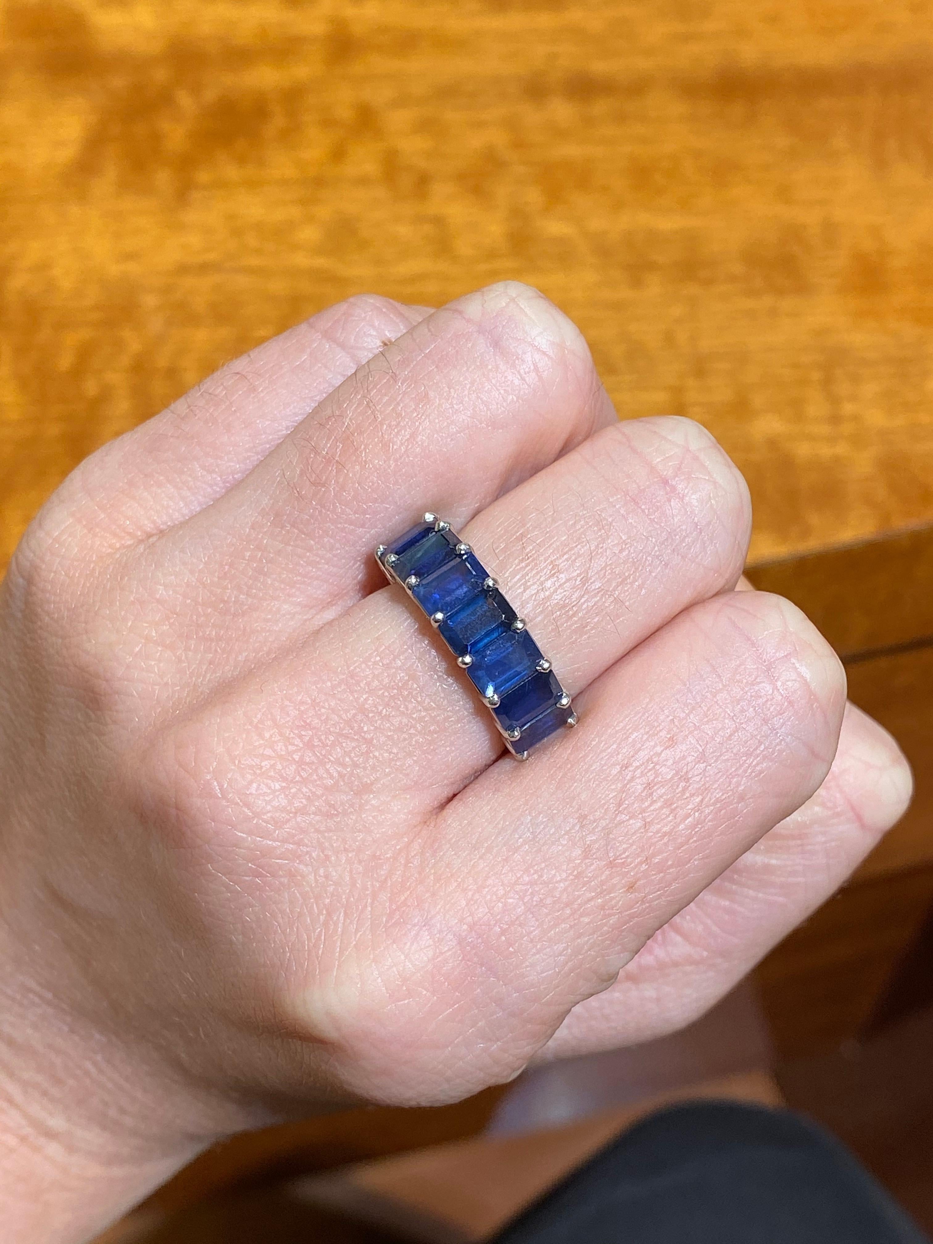 Hammerman Sapphire Half  Eternity Ring In New Condition For Sale In New York, NY
