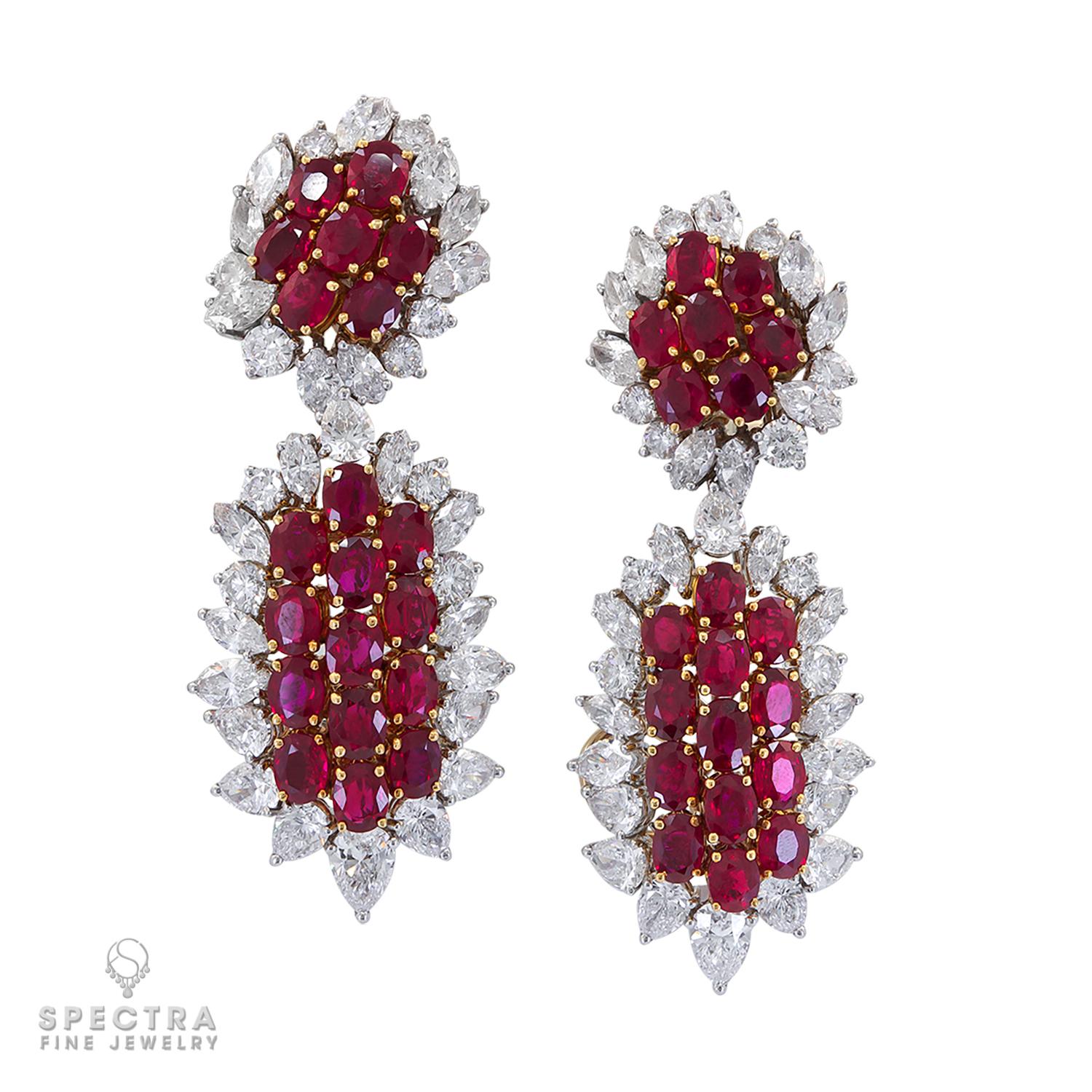 Contemporaneo Orecchini a goccia convertibili con diamante e rubino di Hammerman in vendita