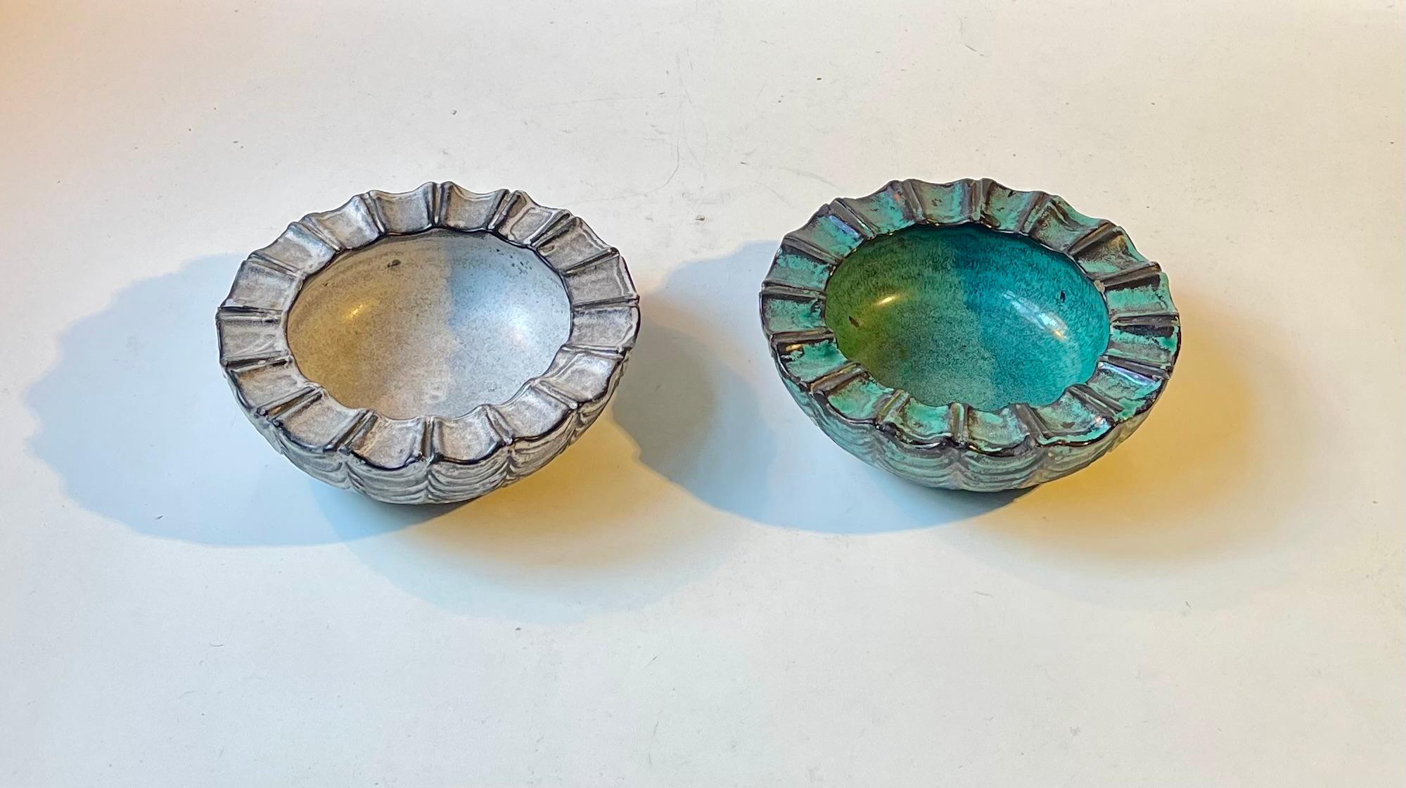Hammershøi Spinnennetz-Aschenbecher aus Asche-Glasuren von Nils Kähler für HAK, 1960er Jahre (Moderne der Mitte des Jahrhunderts) im Angebot