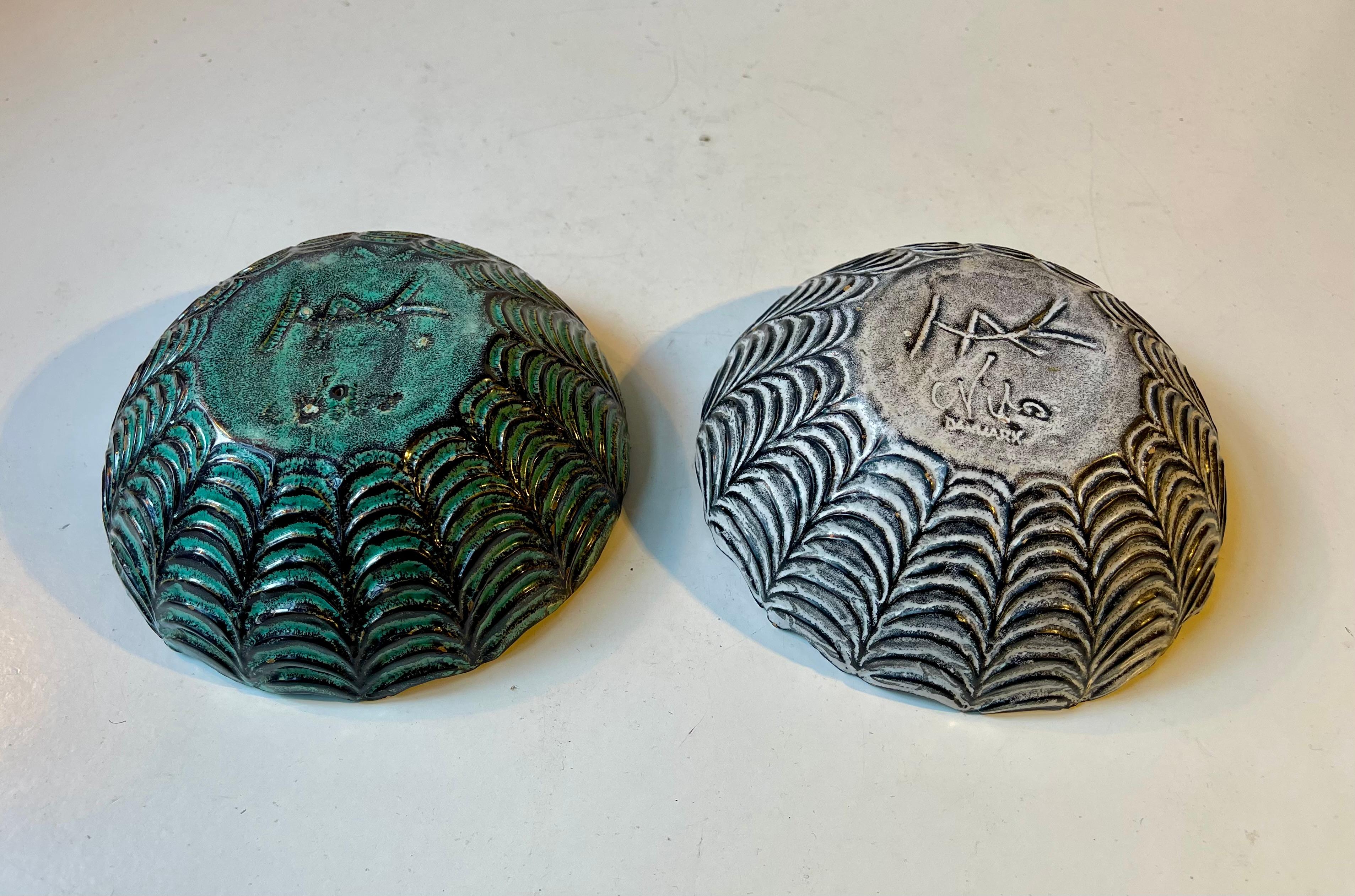Hammershøi Spinnennetz-Aschenbecher aus Asche-Glasuren von Nils Kähler für HAK, 1960er Jahre (Dänisch) im Angebot