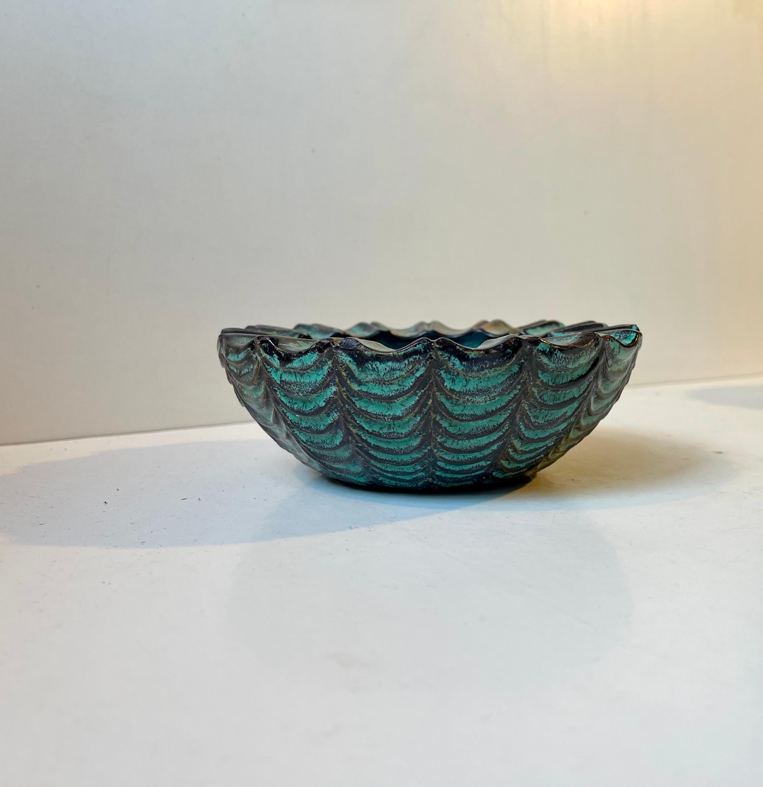 Hammershøi Spinnennetz-Aschenbecher aus Asche-Glasuren von Nils Kähler für HAK, 1960er Jahre im Zustand „Relativ gut“ im Angebot in Esbjerg, DK