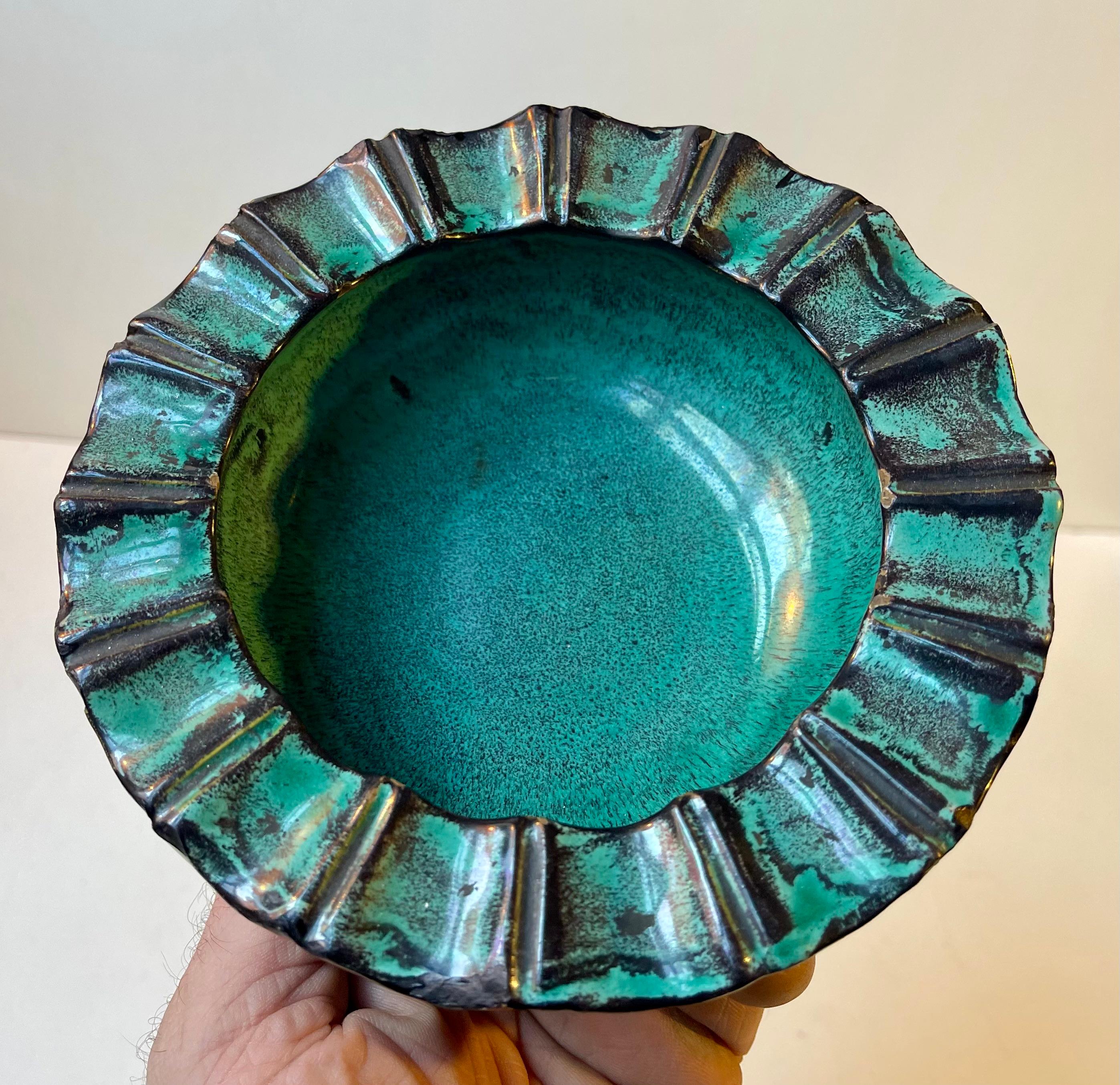 Hammershøi Spinnennetz-Aschenbecher aus Asche-Glasuren von Nils Kähler für HAK, 1960er Jahre (Mitte des 20. Jahrhunderts) im Angebot