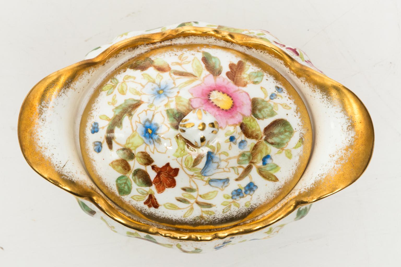 Hammersley & Co. Floral Pattern Dessert Service, circa 1920s In Good Condition In Stamford, CT