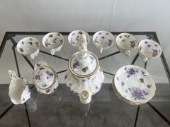 Hammersley “Victorian Violets” English Bone China Tea Set w Gold Trim, 15 pcs