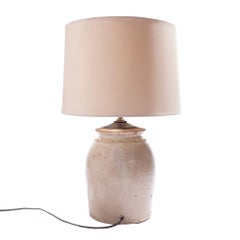 Hammett Pottery earthenware crock wired for use as a lamp, c. 1842-79