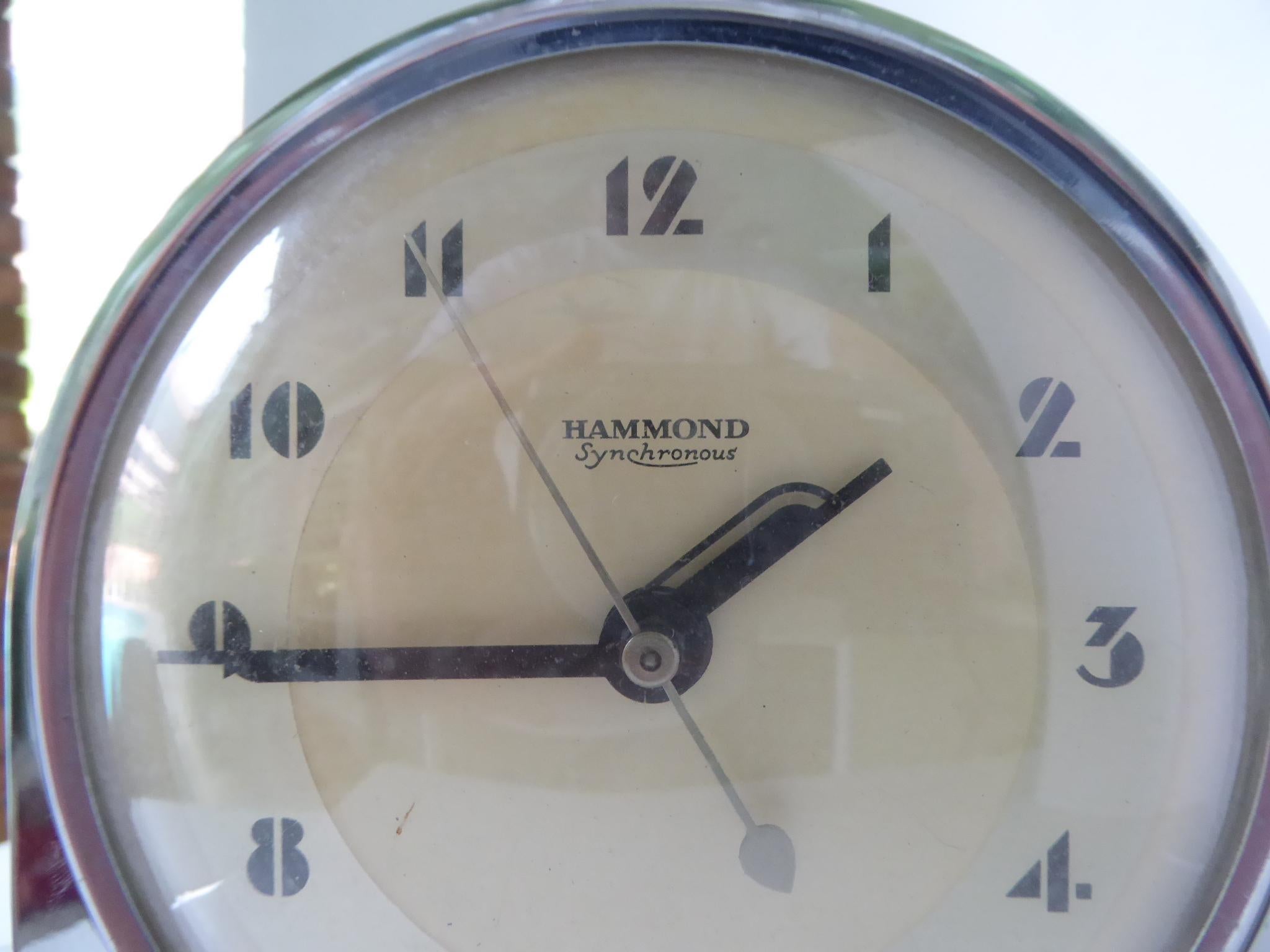 Hammond Art Deco GRENADIER Orologio elettrico da tavolo sincrono cromato 1930s in vendita 1