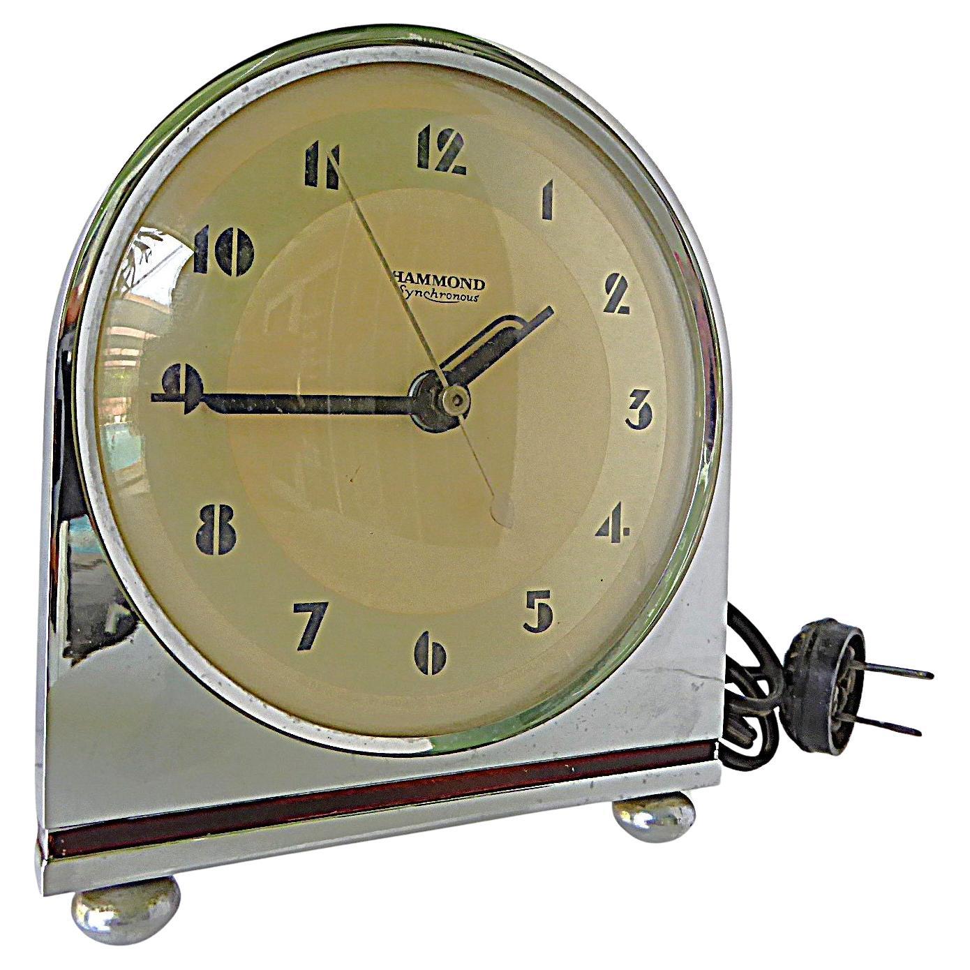Hammond Art Deco GRENADIER Orologio elettrico da tavolo sincrono cromato 1930s in vendita