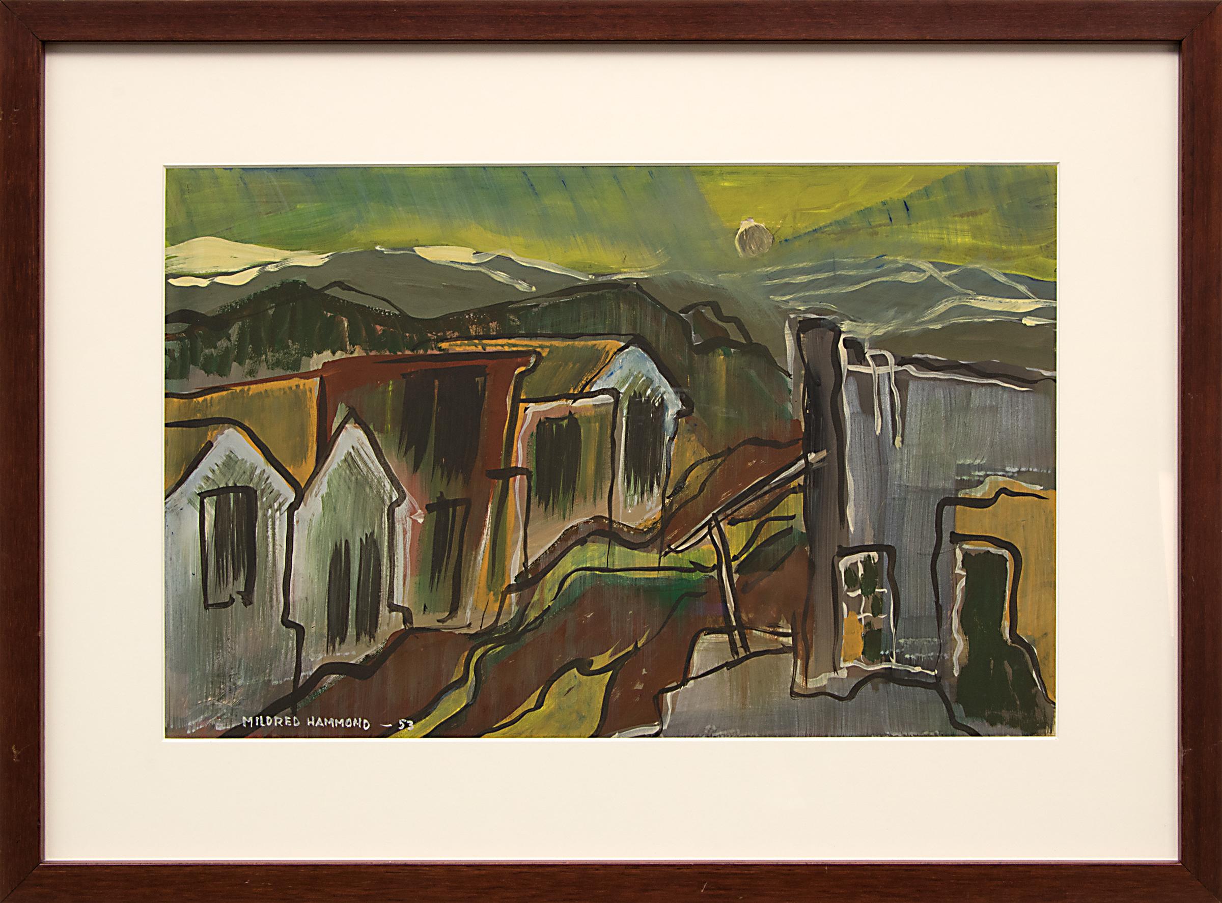 Cripple Creek, Colorado, 1950s American Modern Landscape Painting, Semi Abstract