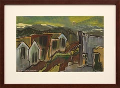 Peinture de paysage moderne amricaine de Cripple Creek, Colorado, annes 1950, marron vert