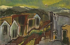 Cripple Creek, Colorado, 1950s American Modern Landscape Painting, Semi Abstract