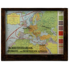 Vintage Hammond's Map of the Mediterranean, Europe, and Africa, circa 1941