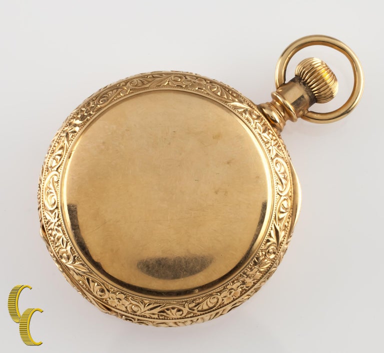 Hampden 14 Karat Gold Antique Pocket Watch Gr 206 11 Jewel Full Hunter