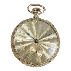 Hampden 18kt Solid Gold Art Nouveau Open Face Pocket Watch Original Dial, 1904