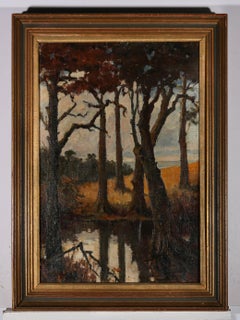 Antique Hampden Alfred Minton (1854-1934) - 1929 Oil, Trees on the River's Edge