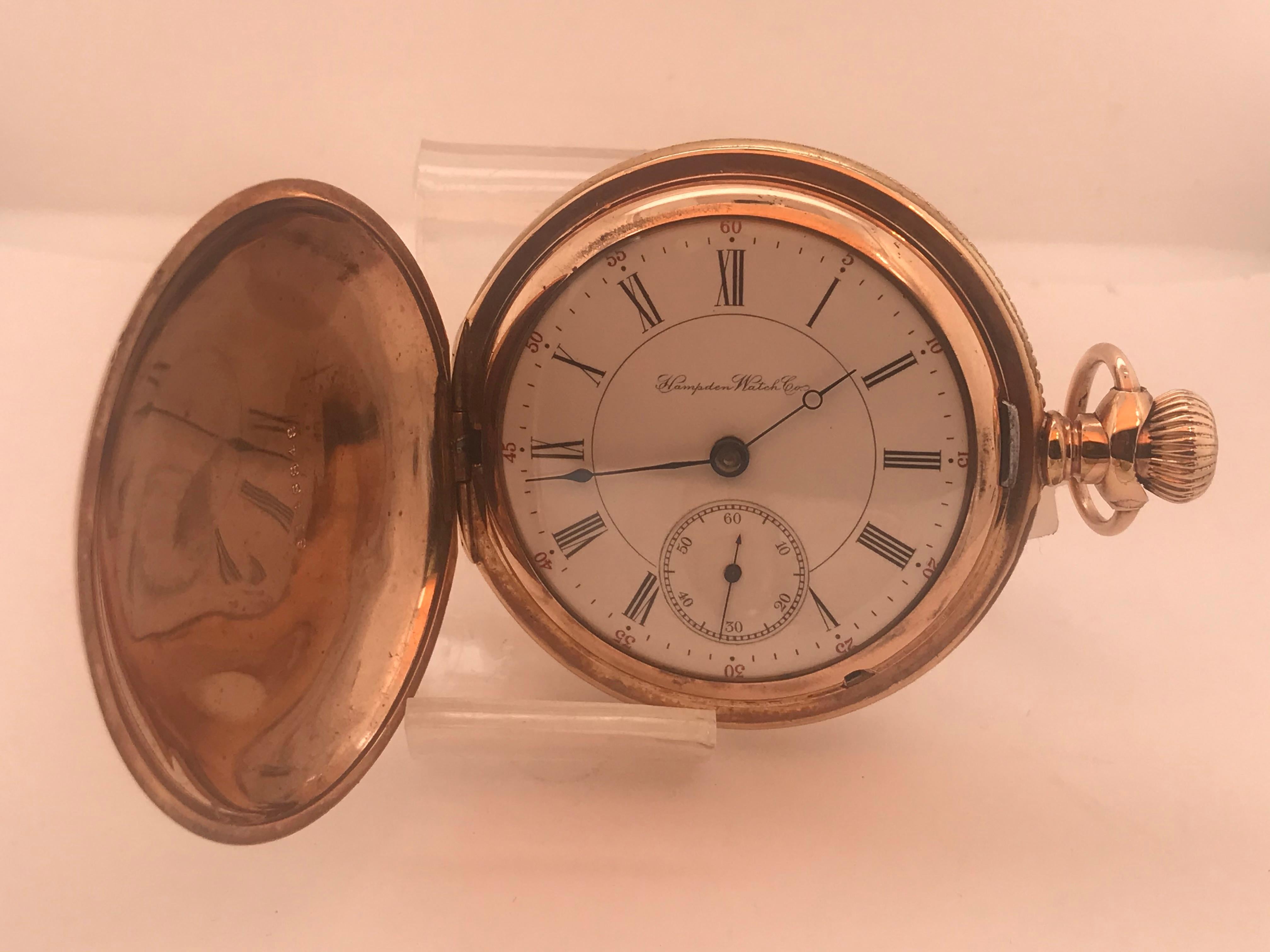 This beautiful hunting case antique is circa 1897. It is a lever set movement with dust cover, 56mms in diameter, serial #1013189, movement #6148849. This is a great addition for any true pocket watch collector!