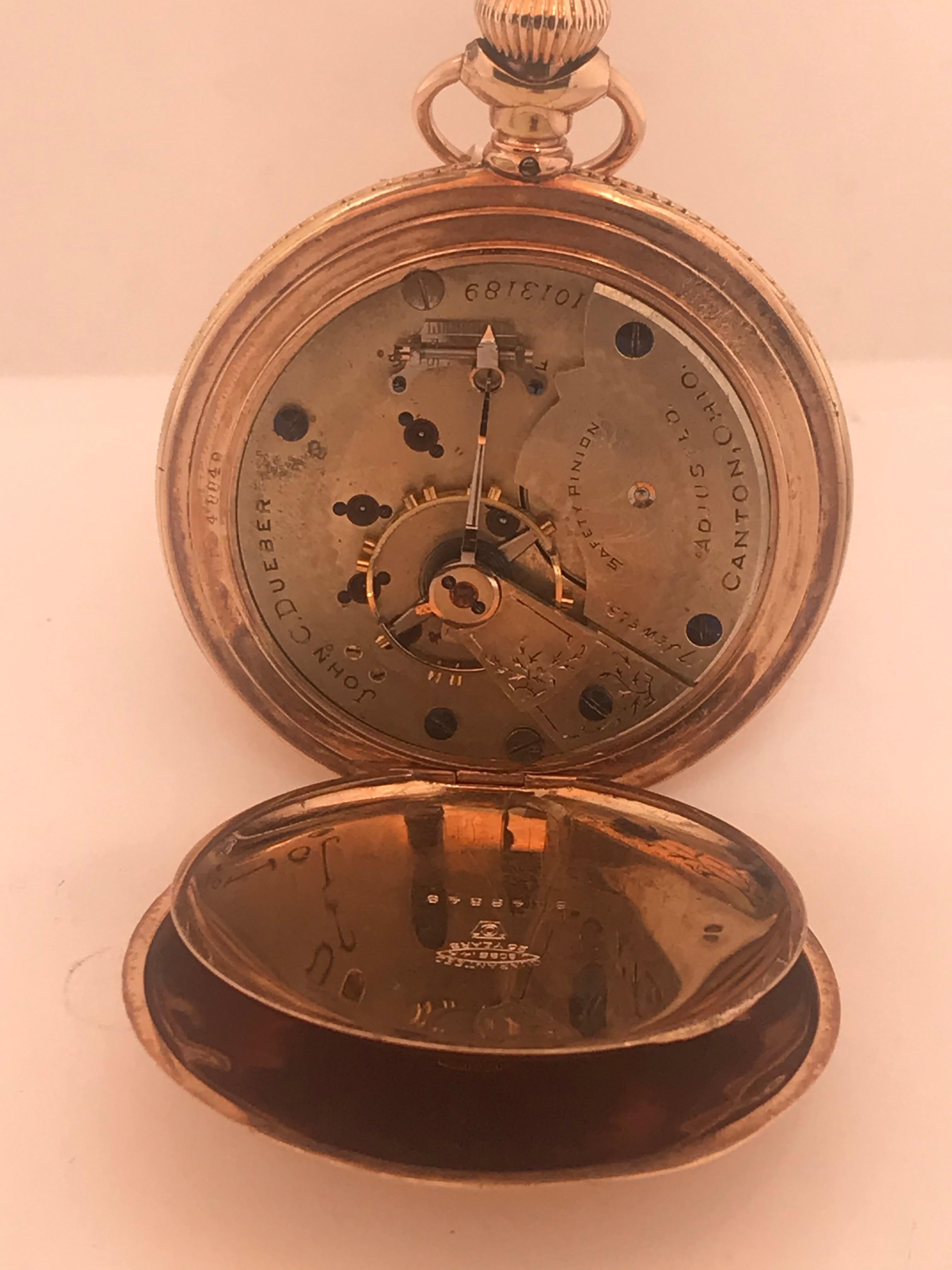 Victorian Hampden Gold Filled Pocket Watch For Sale