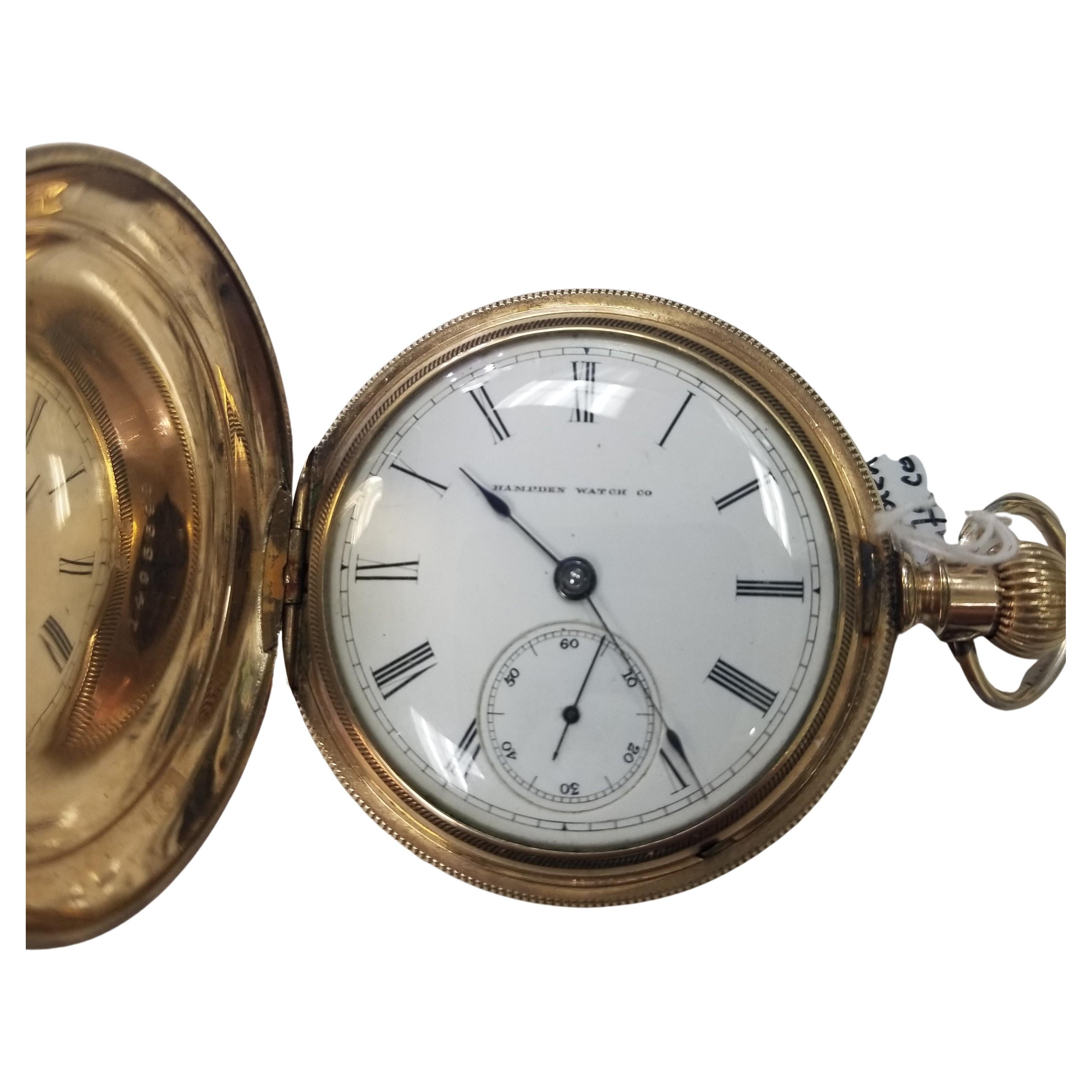 Hampden Watch Co. Gold Plated White Dial 1900-1909 For Sale