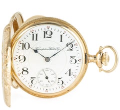 Hampden Watch Company Multi Colored Gold Keyless Lever Full Hunter Pocket Watch