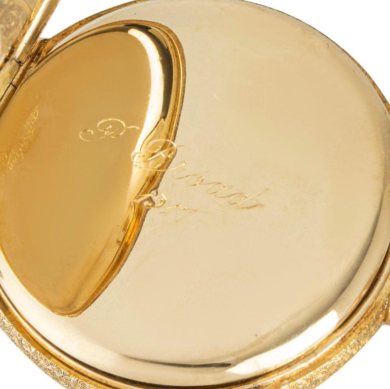 Hampden Watch Company Mehrfarbige Gold Keyless Lever Full Hunter Taschenuhr im Angebot 1
