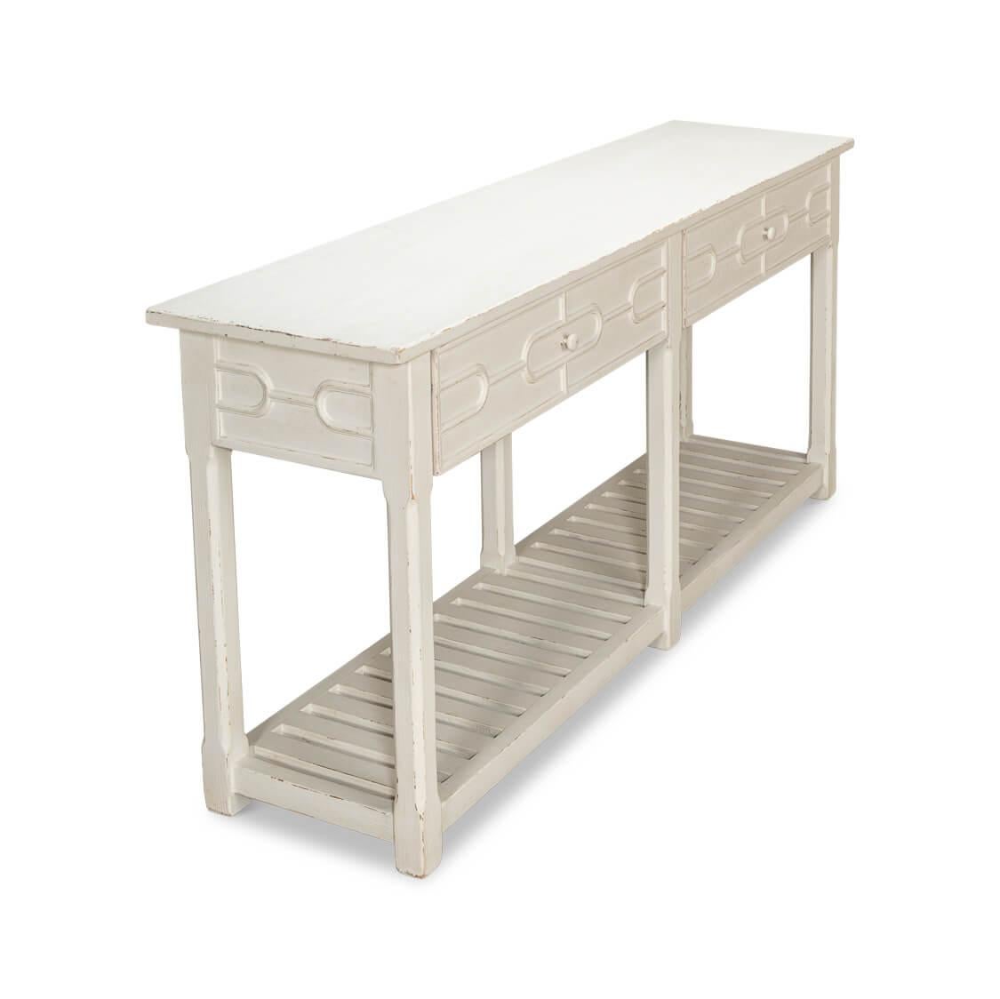 Wood Hampton Beach White Painted Console Table For Sale