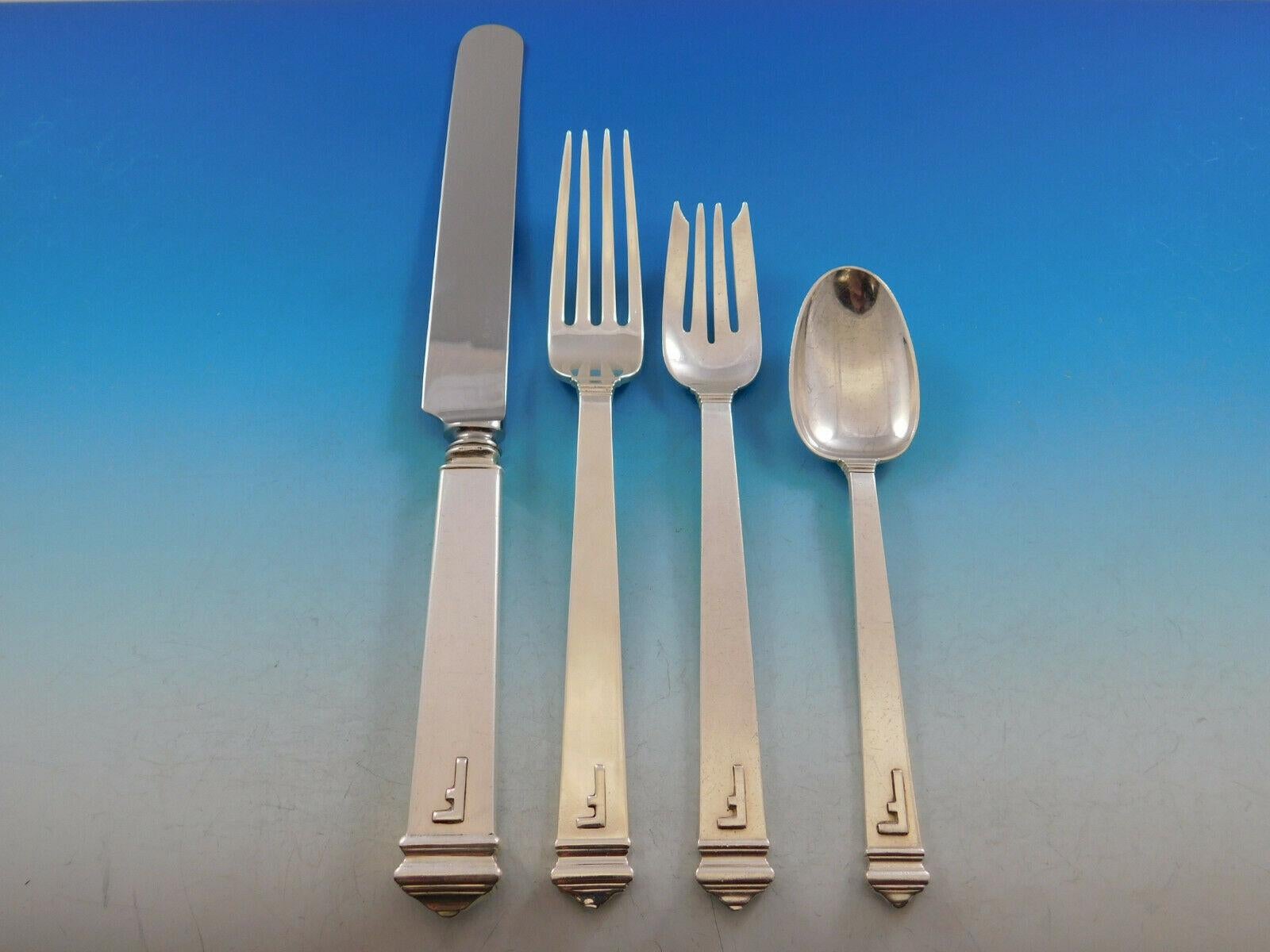 Hampton by Tiffany Sterling Silver Flatware Set 12 Service 89 Pcs Dinner F Mono In Excellent Condition In Big Bend, WI