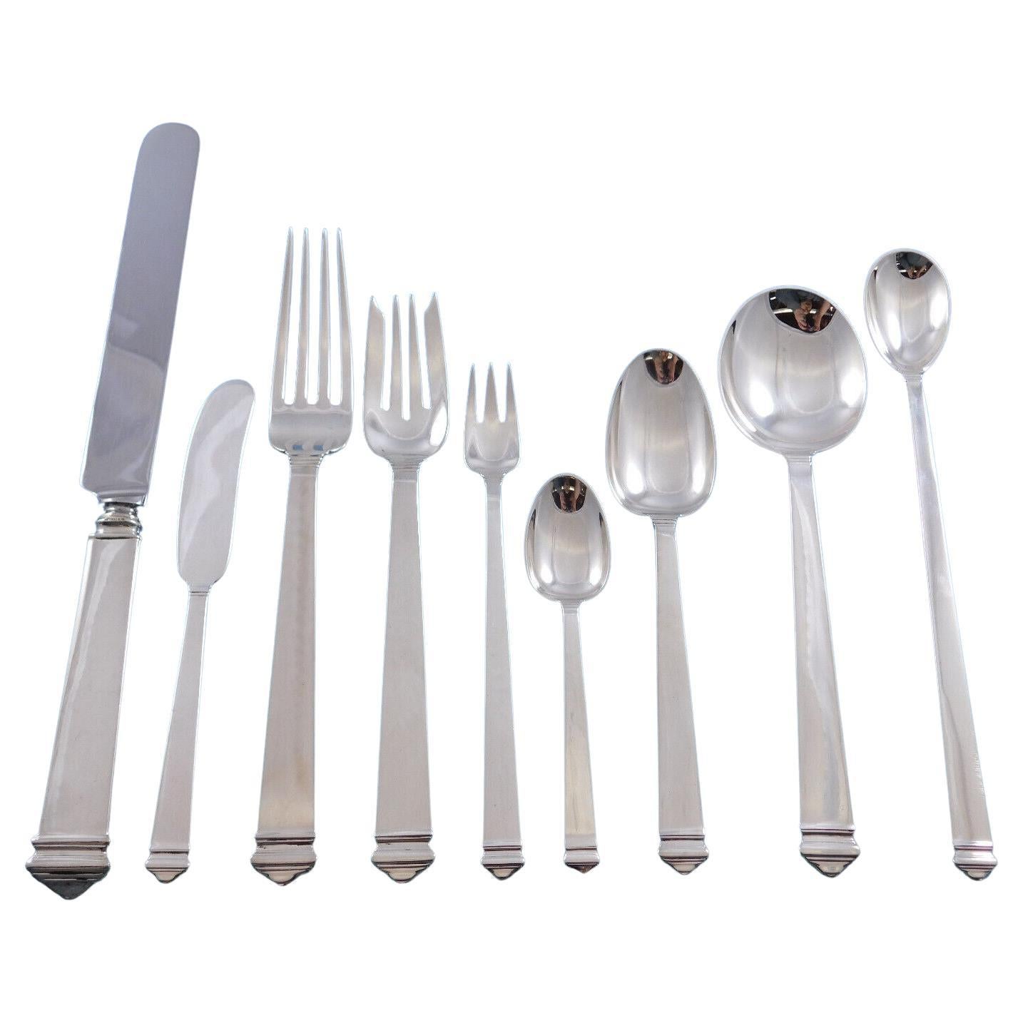 Hampton by Tiffany Sterling Silver Flatware Set for 12 Service 117 pcs Dinner For Sale