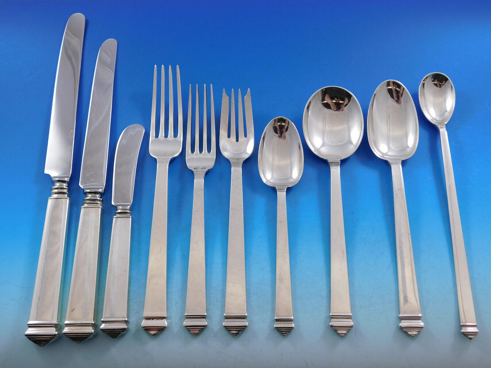 Hampton by Tiffany Sterling Silver Flatware Set for 12 Service 127 Pcs Dinner For Sale 6