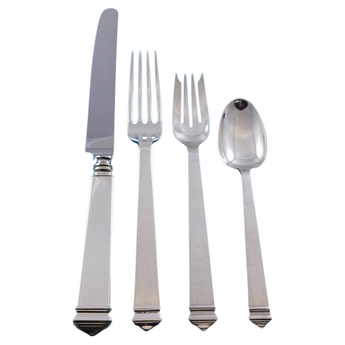 Hampton by Tiffany Sterling Silver Flatware Set for 12 Service 127 Pcs Dinner For Sale