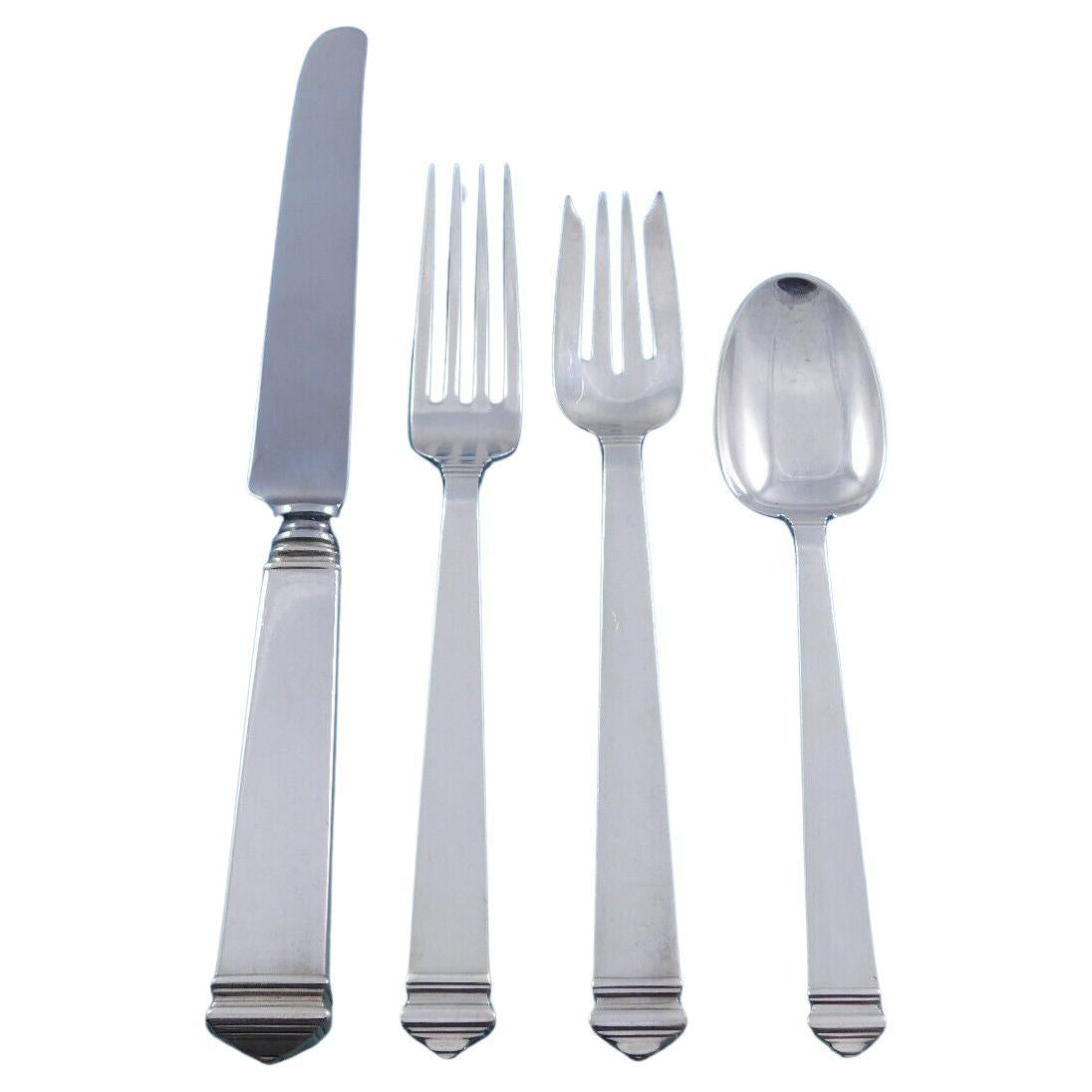 Hampton by Tiffany Sterling Silver Flatware Set for 12 Service 48 pcs Luncheon For Sale