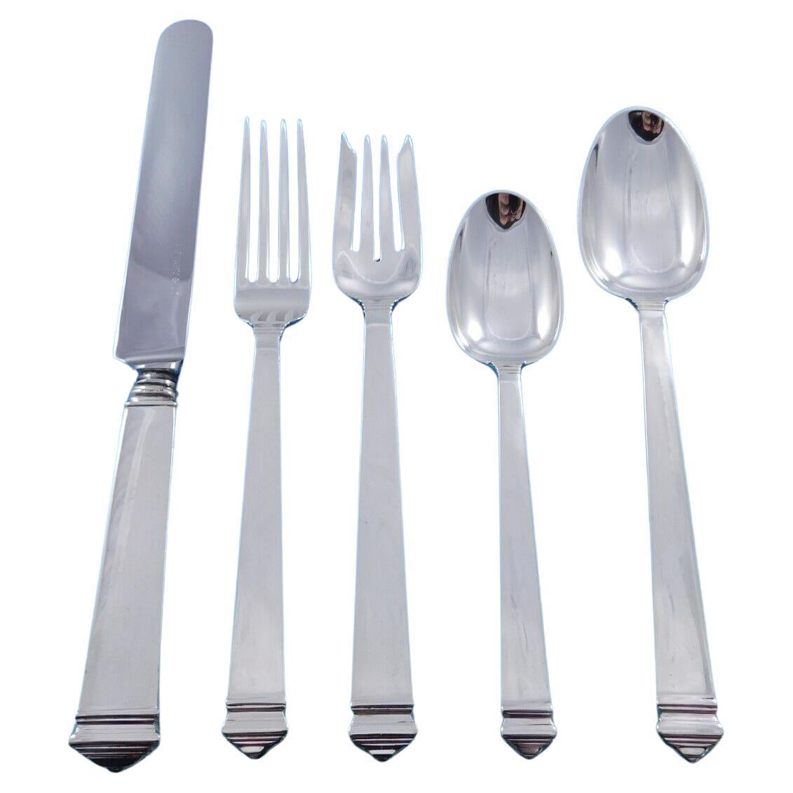 Hampton by Tiffany Sterling Silver Flatware Set for 12 Service 63 pcs Luncheon For Sale