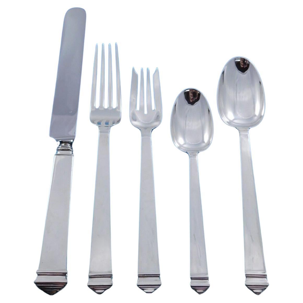 Hampton by Tiffany Sterling Silver Flatware Set for 12 Service 63 pieces Dinner For Sale