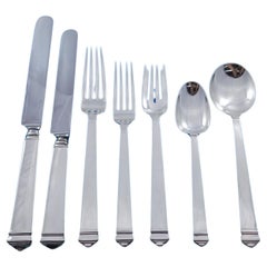 Used Hampton by Tiffany Sterling Silver Flatware Set for 12 Service 90 pcs Dinner