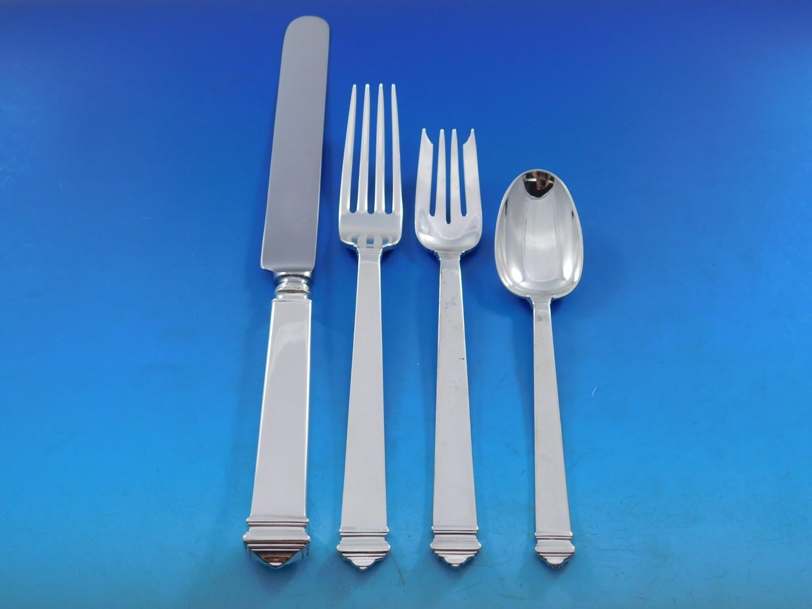 Hampton by Tiffany Sterling Silver Flatware Set for 8 Service 74 pcs Dinner For Sale 2