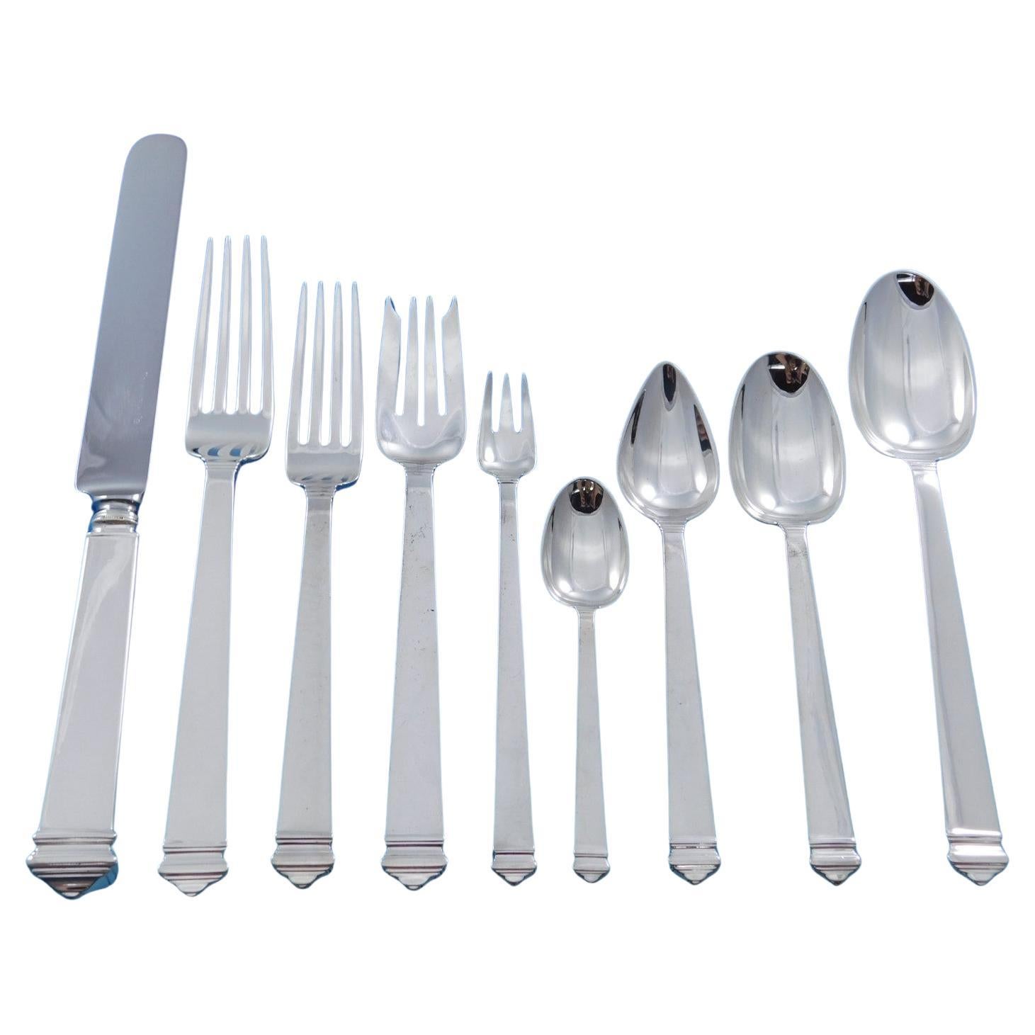 Hampton by Tiffany Sterling Silver Flatware Set for 8 Service 74 pcs Dinner For Sale