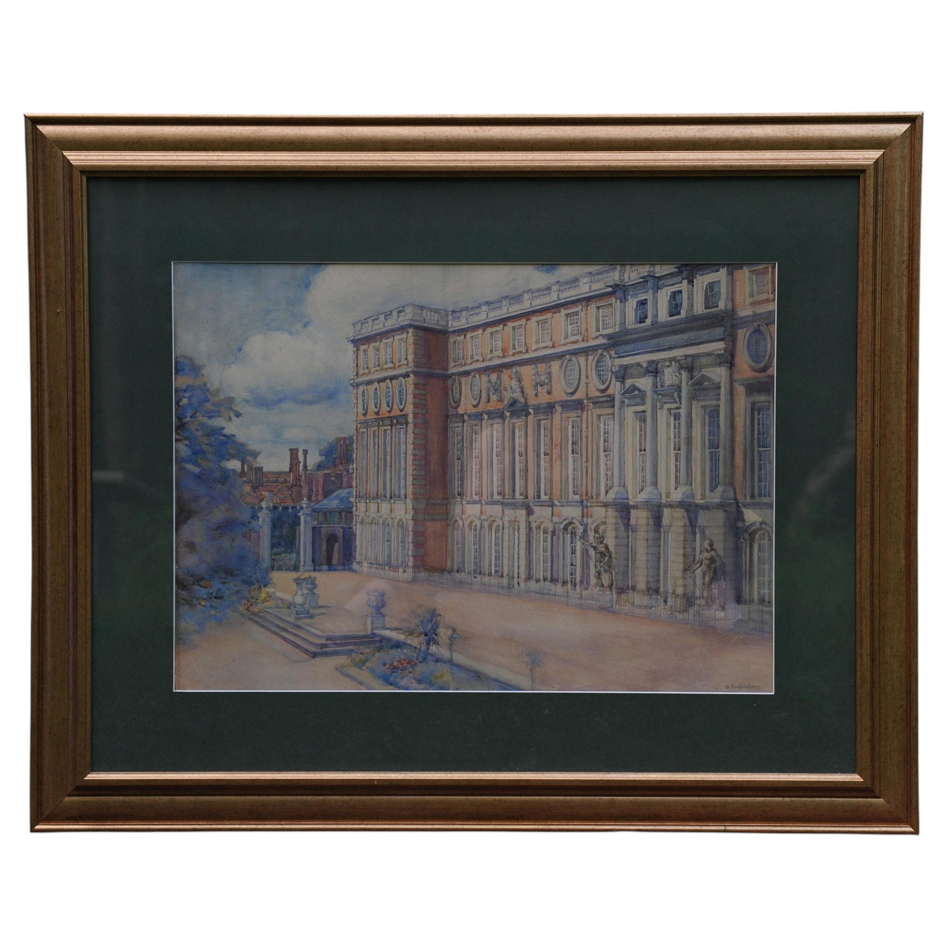 Hampton Court Glazed Framed Watercolour by Sydney Tushingham British 1884-1968