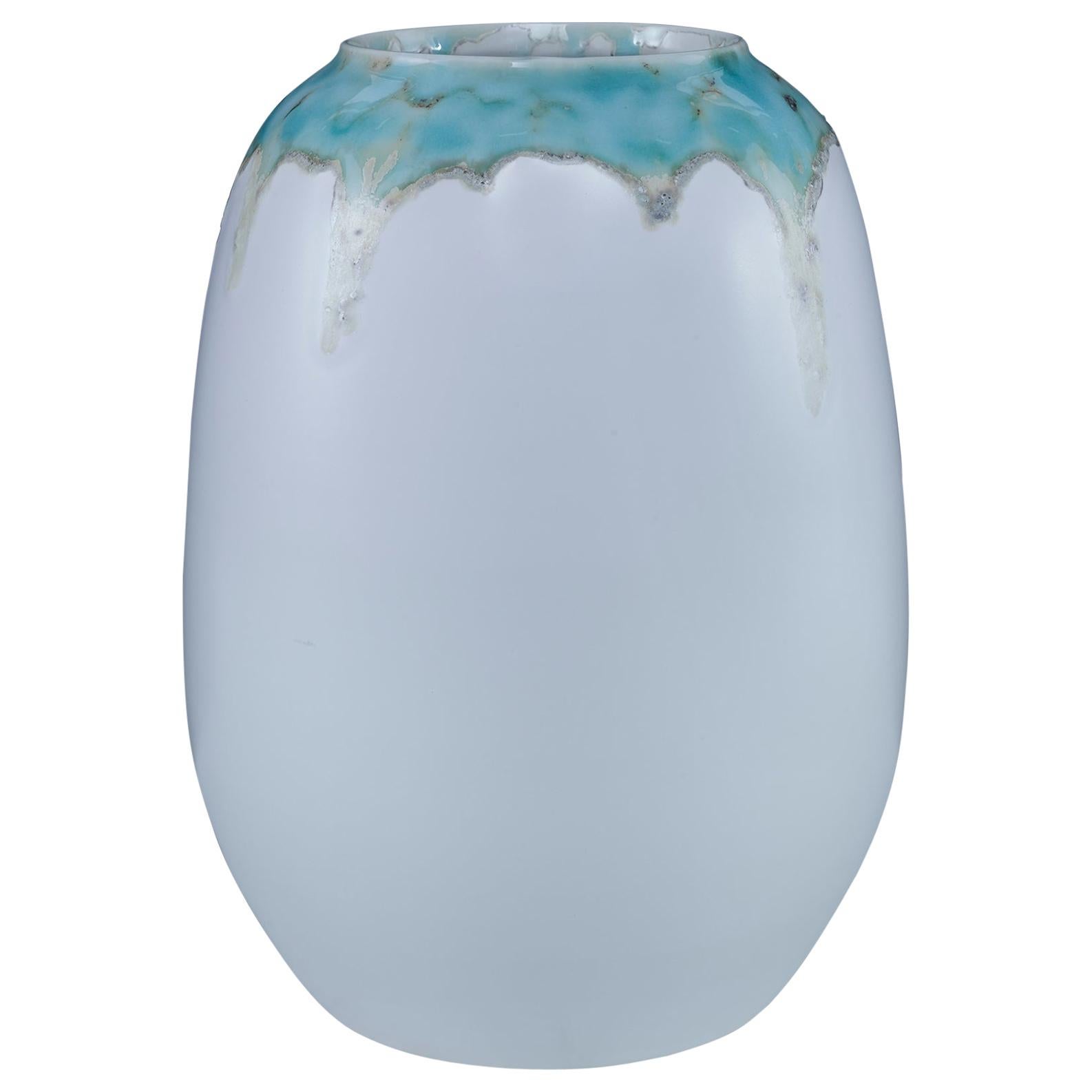 Hampton Handmade Porcelain Vase with Blue Glaze by CuratedKravet