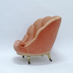 Hampton & Sons Pall Mall Shell Chair in velluto rosa antico, Inghilterra 1880