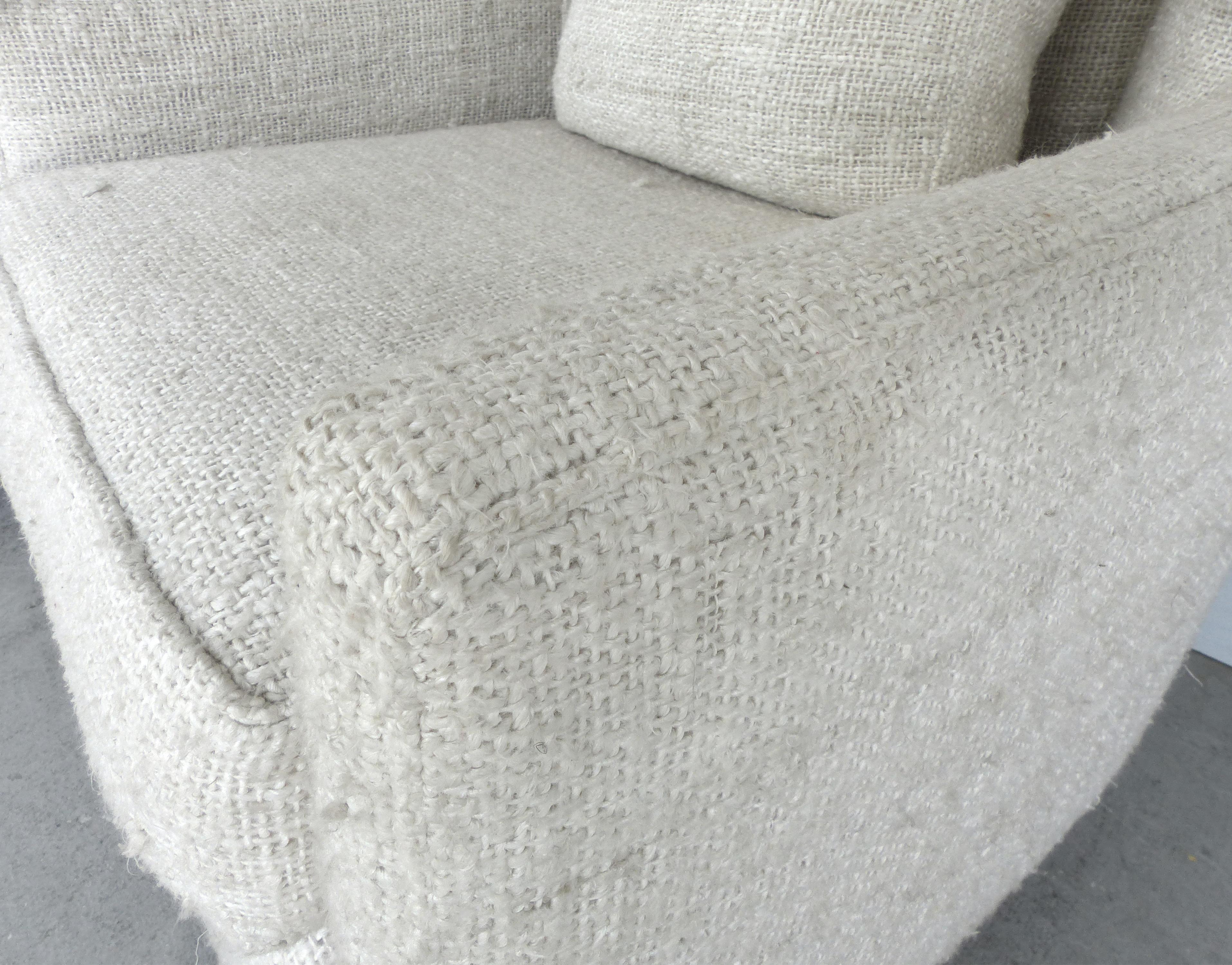 Linen Hampton Wing Chairs by Raul Carrasco, Pair