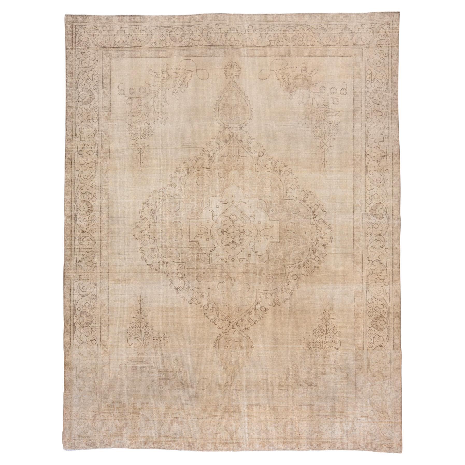 Golden Sand Tabriz in a Vintage Wash For Sale