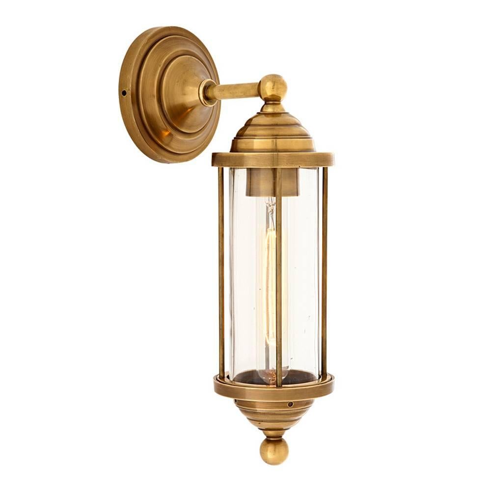 Hamptons-Wandleuchte in Vintage-Messing oder Nickel-Finish (Indisch)