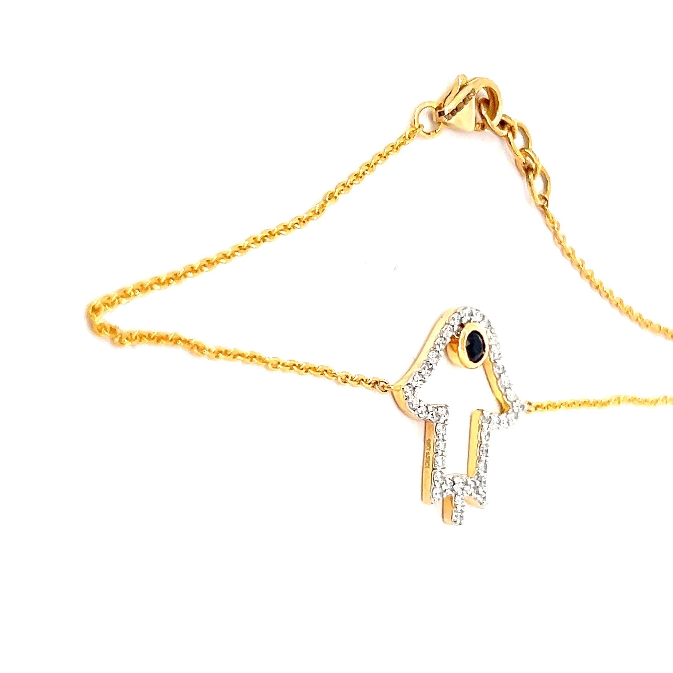 Moderne Hamsa Bracelet Khamsa en or 18 carats avec diamants ronds brillants de 0,25 carat en vente