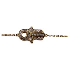 Hamsa circle diamond bracelet 14KT gold