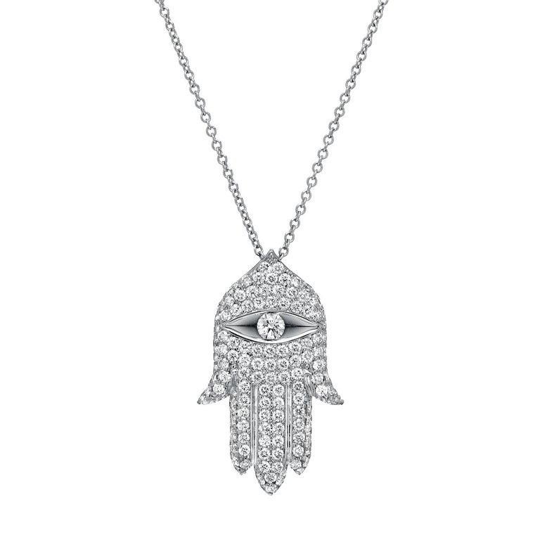 Hamsa Diamant-Halskette 1,15 Karat (Moderne) im Angebot