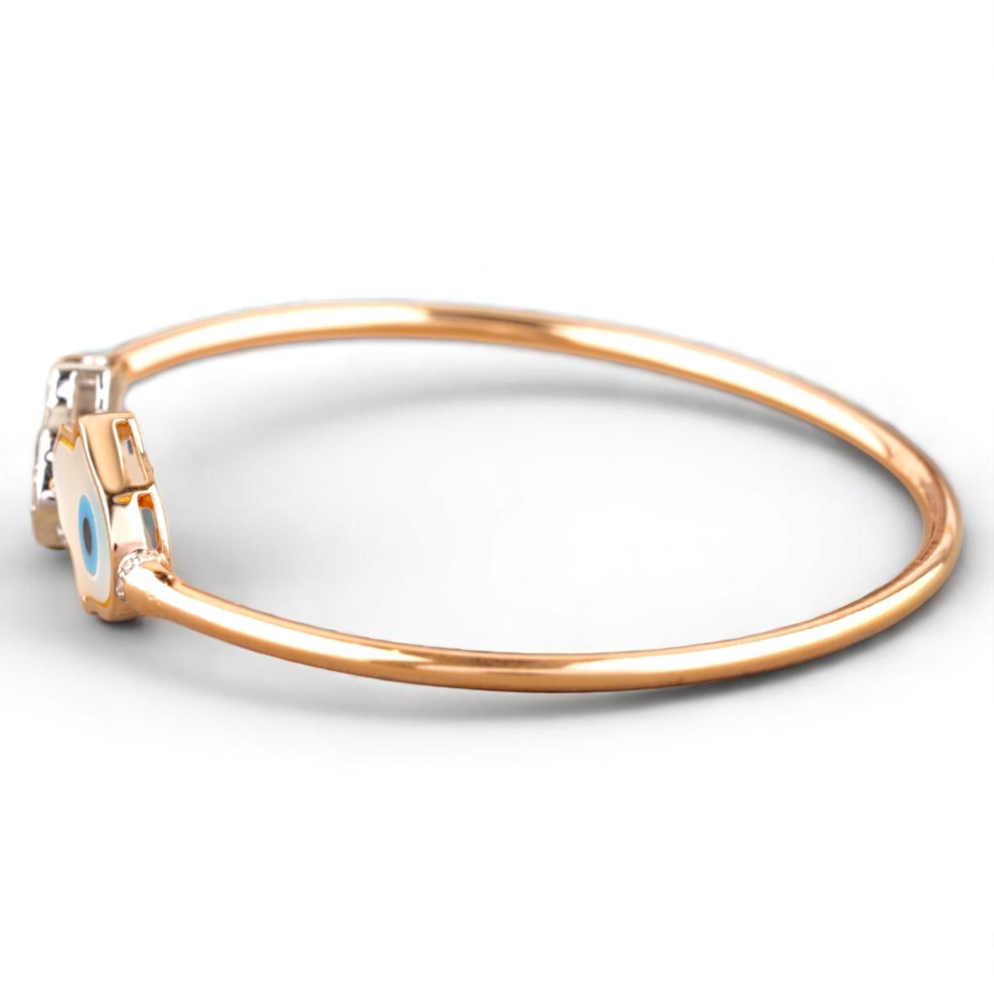 Bracciale Hamsa Evil Eye Diamond in oro massiccio 14K (certificato) In condizioni Nuovo in vendita a New Delhi, DL