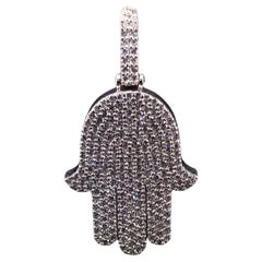 Colgante mano Hamsa Oro Blanco 14K 3,00 ct  diamantes