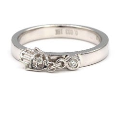 Hamsa Ring .033 Carat White Diamond 18 Karat White Gold